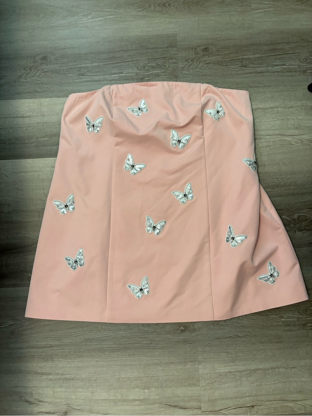 Anthropologie Mare Mare Strapless Blush Butterfly-Appliqué Mini Dress - Picture 4 of 6